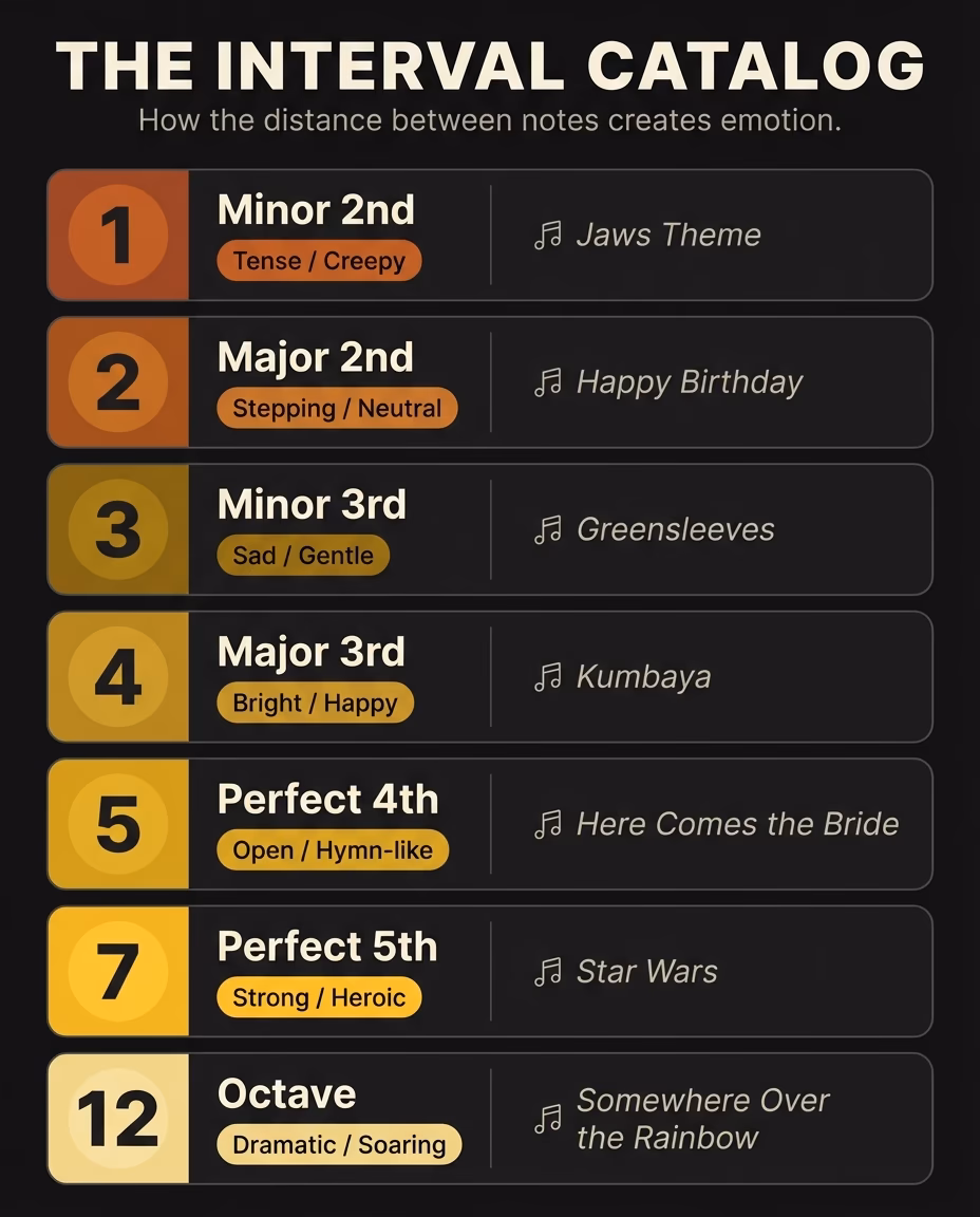 The interval catalog showing emotional associations